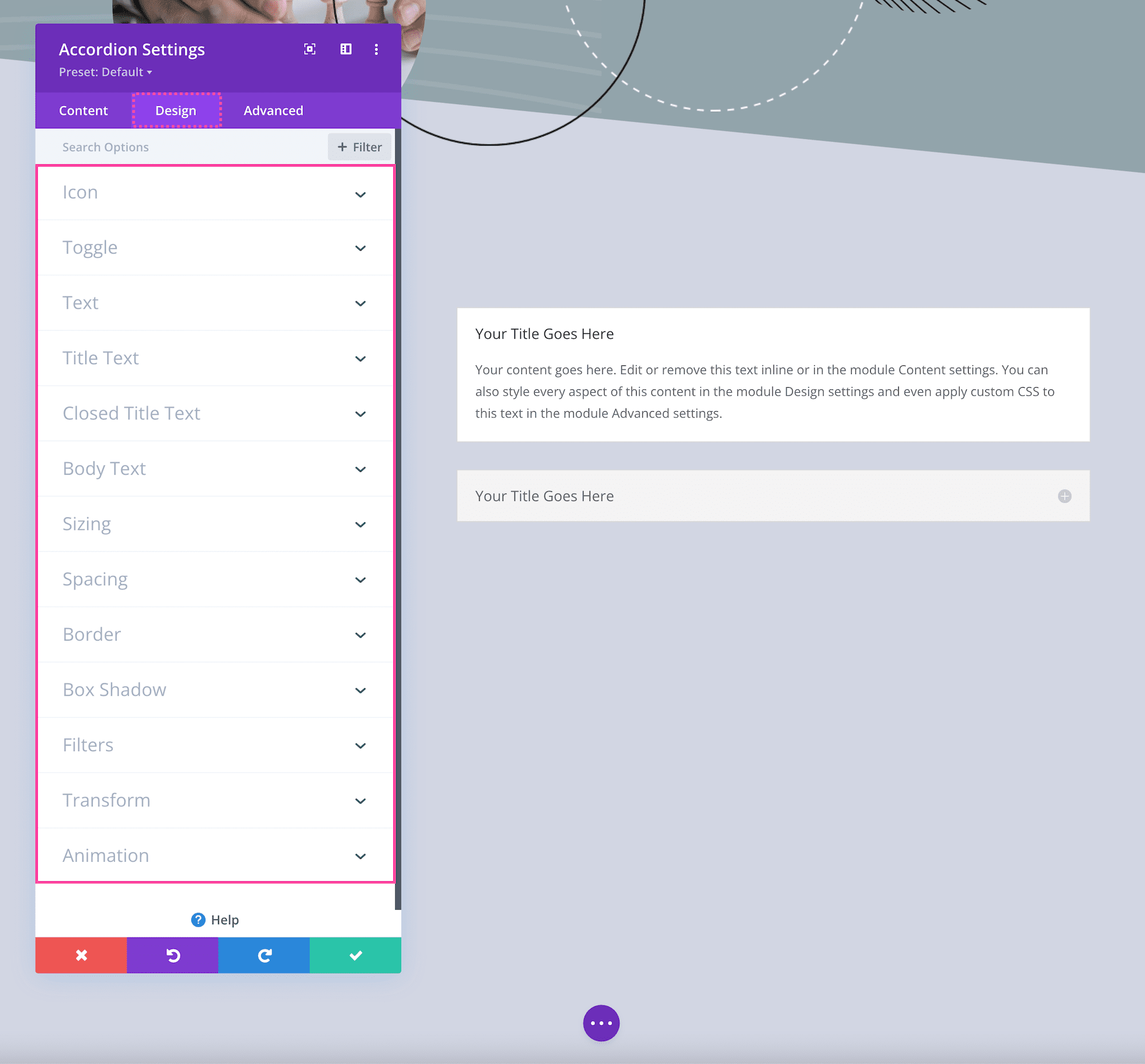 Divi Accordion Module