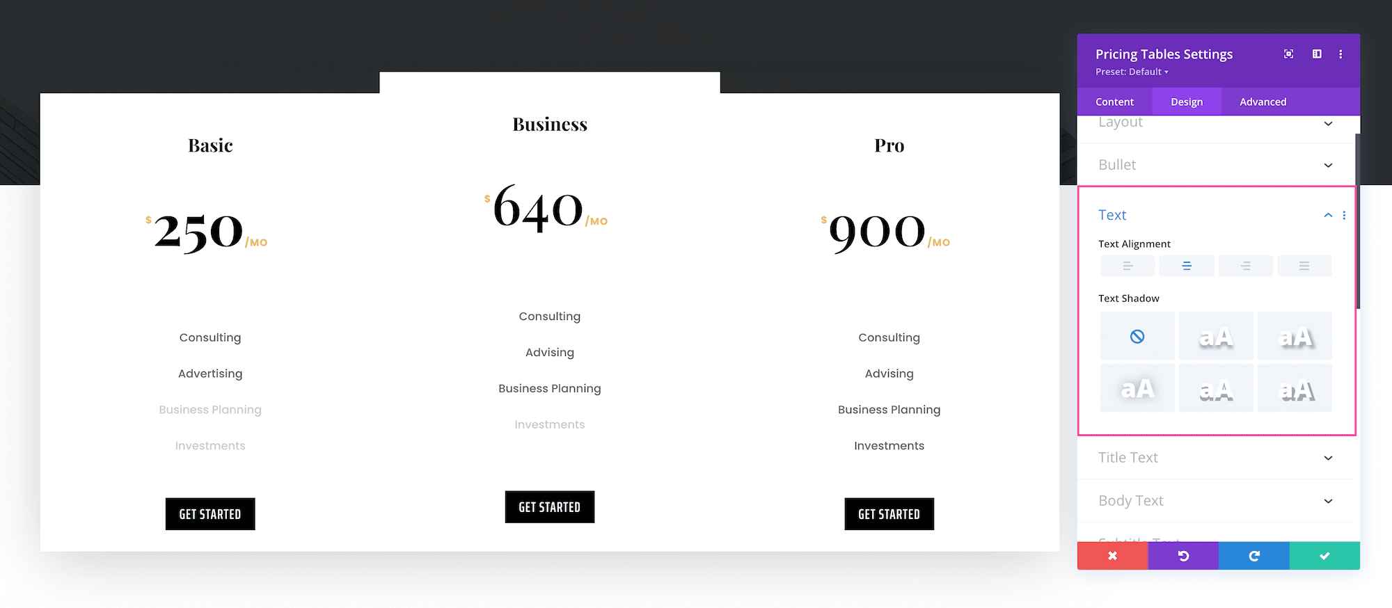 How to use the Divi Pricing Tables Module