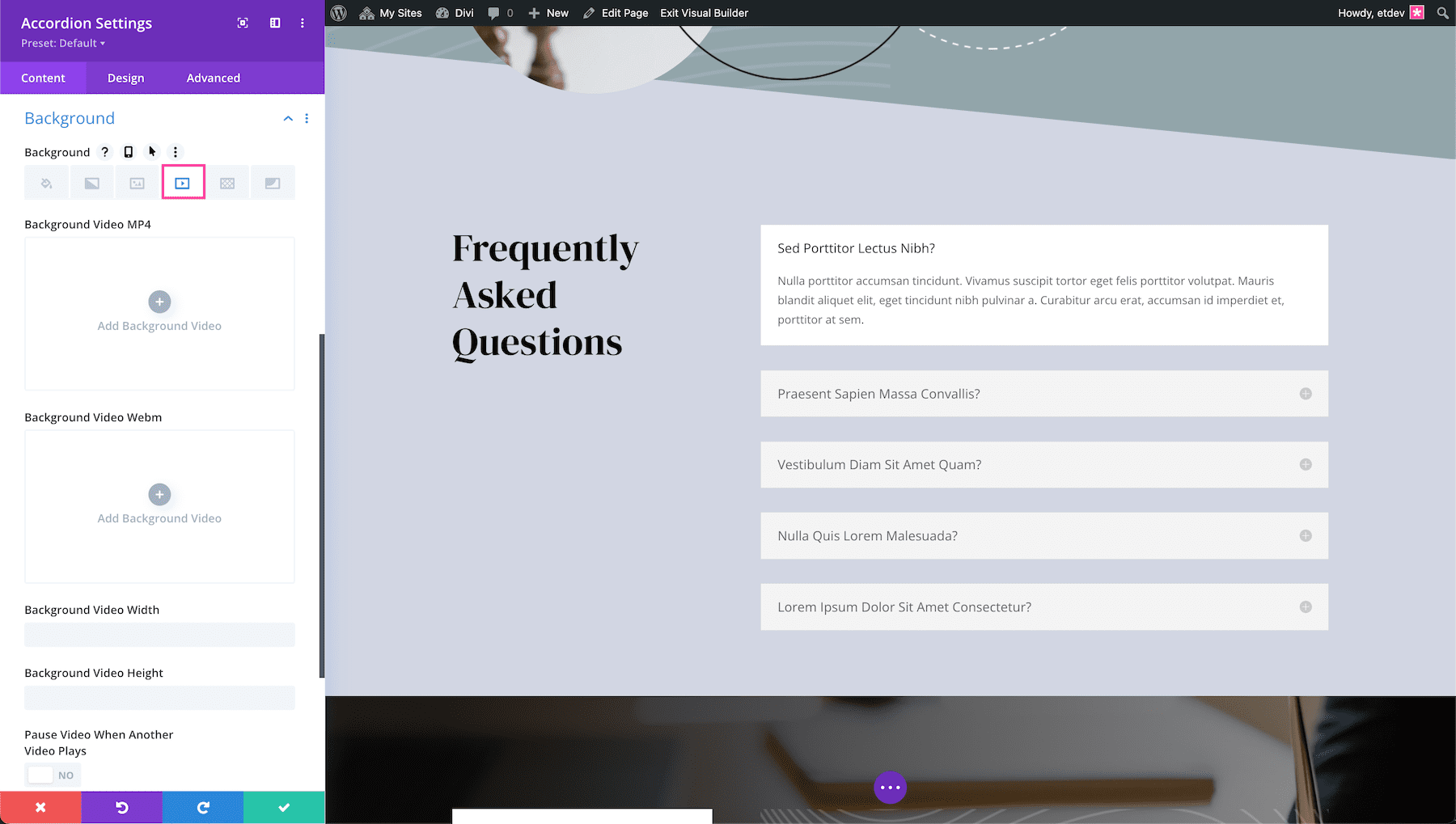Divi Accordion Module