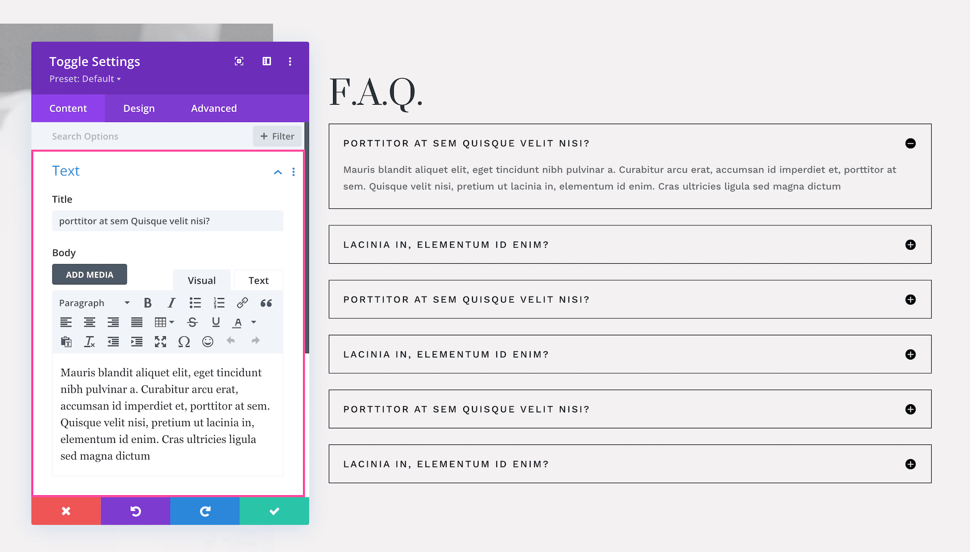 How to use the Divi Toggle Module