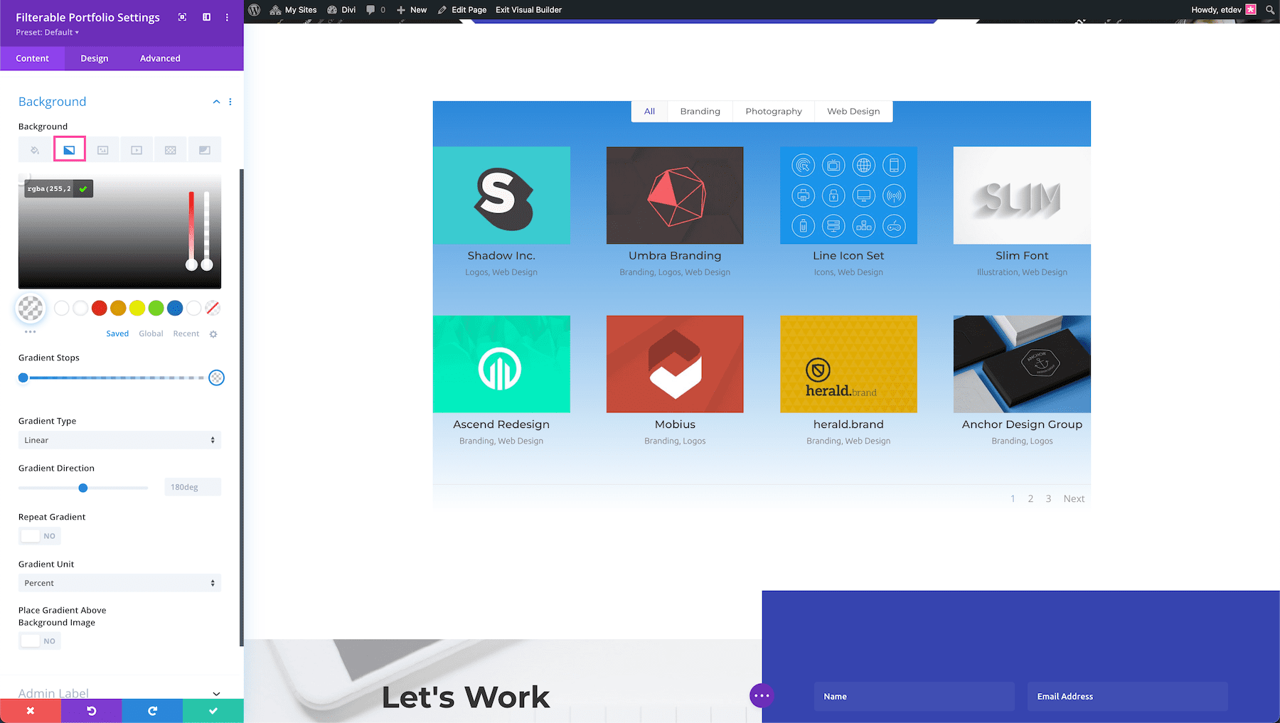 How to add a background gradient