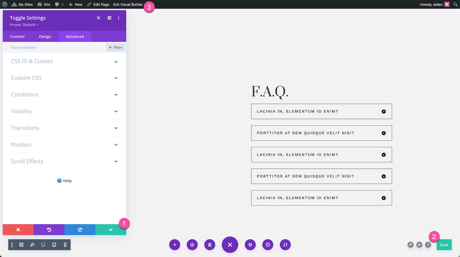 Divi Toggle Module