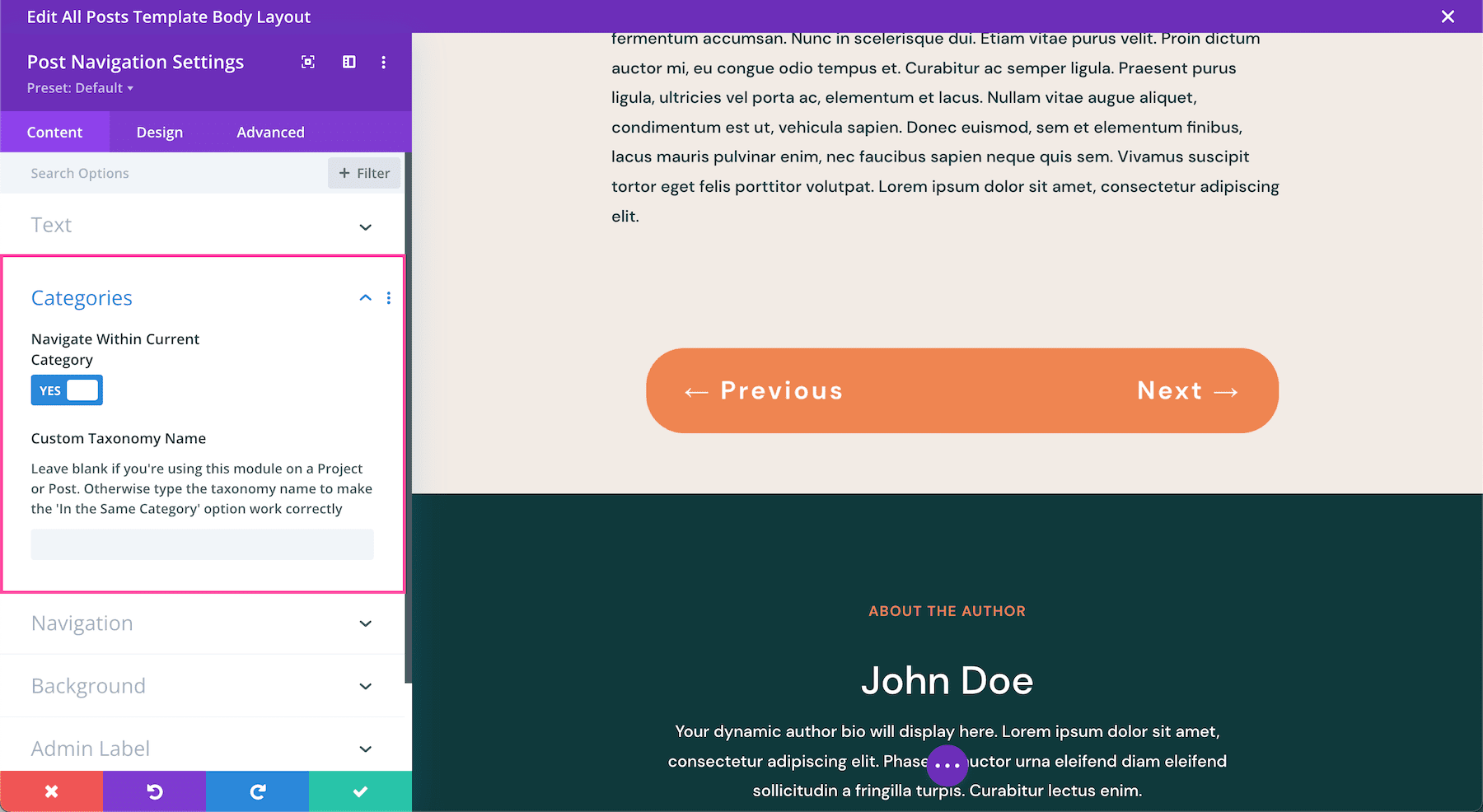How to use the Divi Post Navigation Module