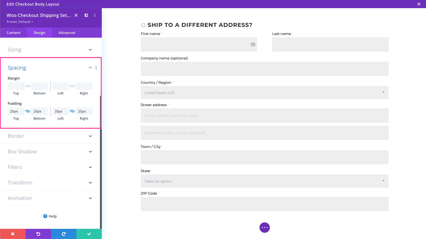 Divi Woo Checkout Shipping Module