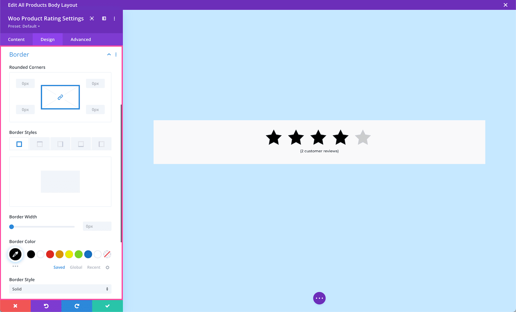 Divi Woo Product Rating Module