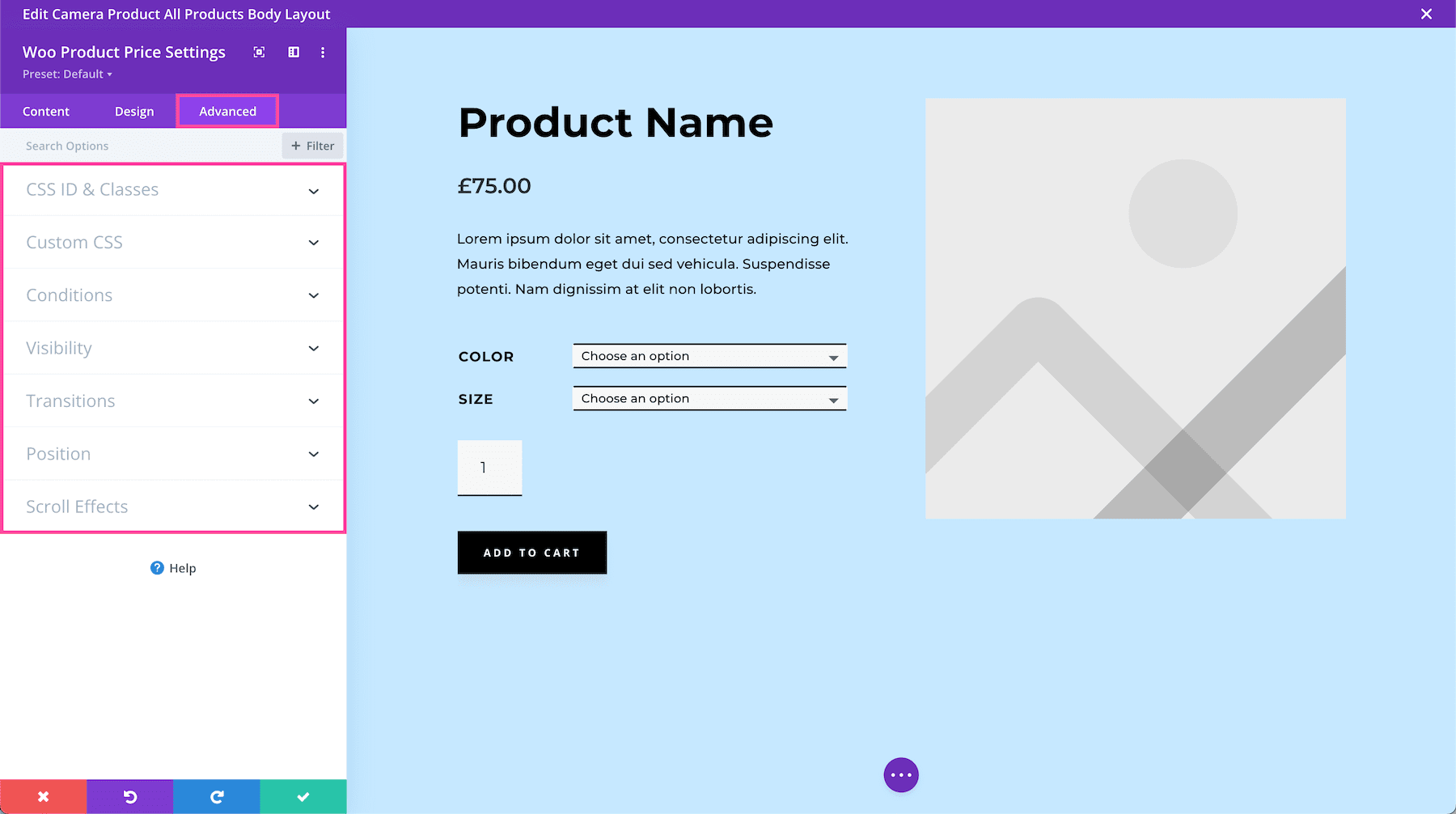 Divi Woo Product Price Module Advanced Settings