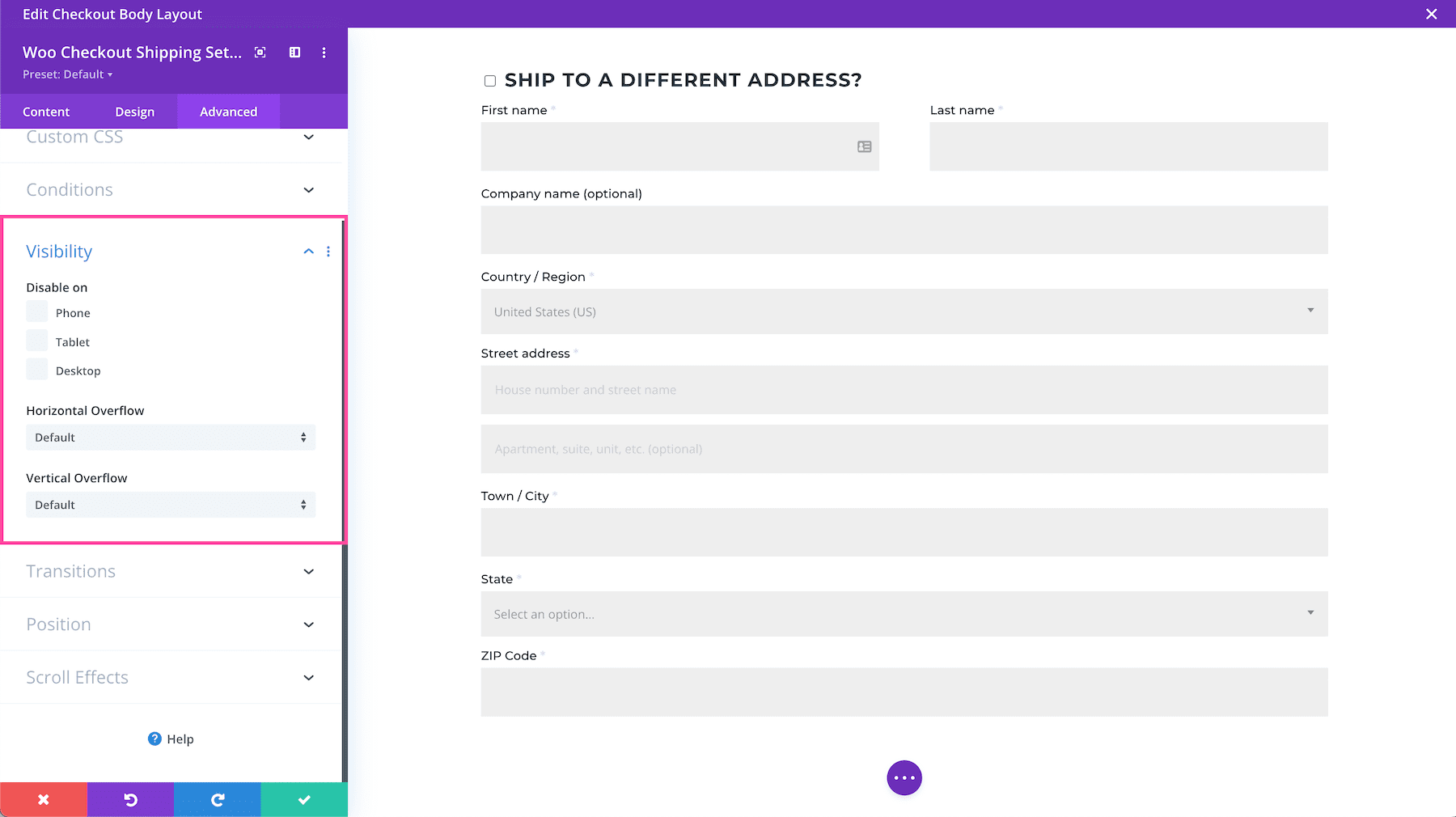 Divi Woo Checkout Shipping Module