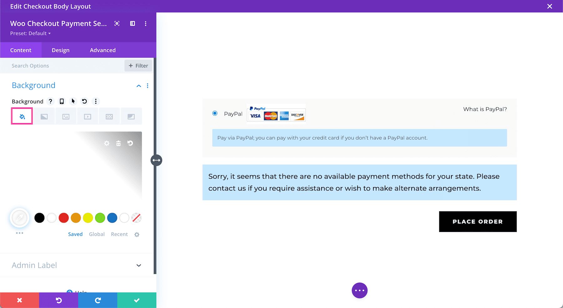 Divi Woo Checkout Payment Module