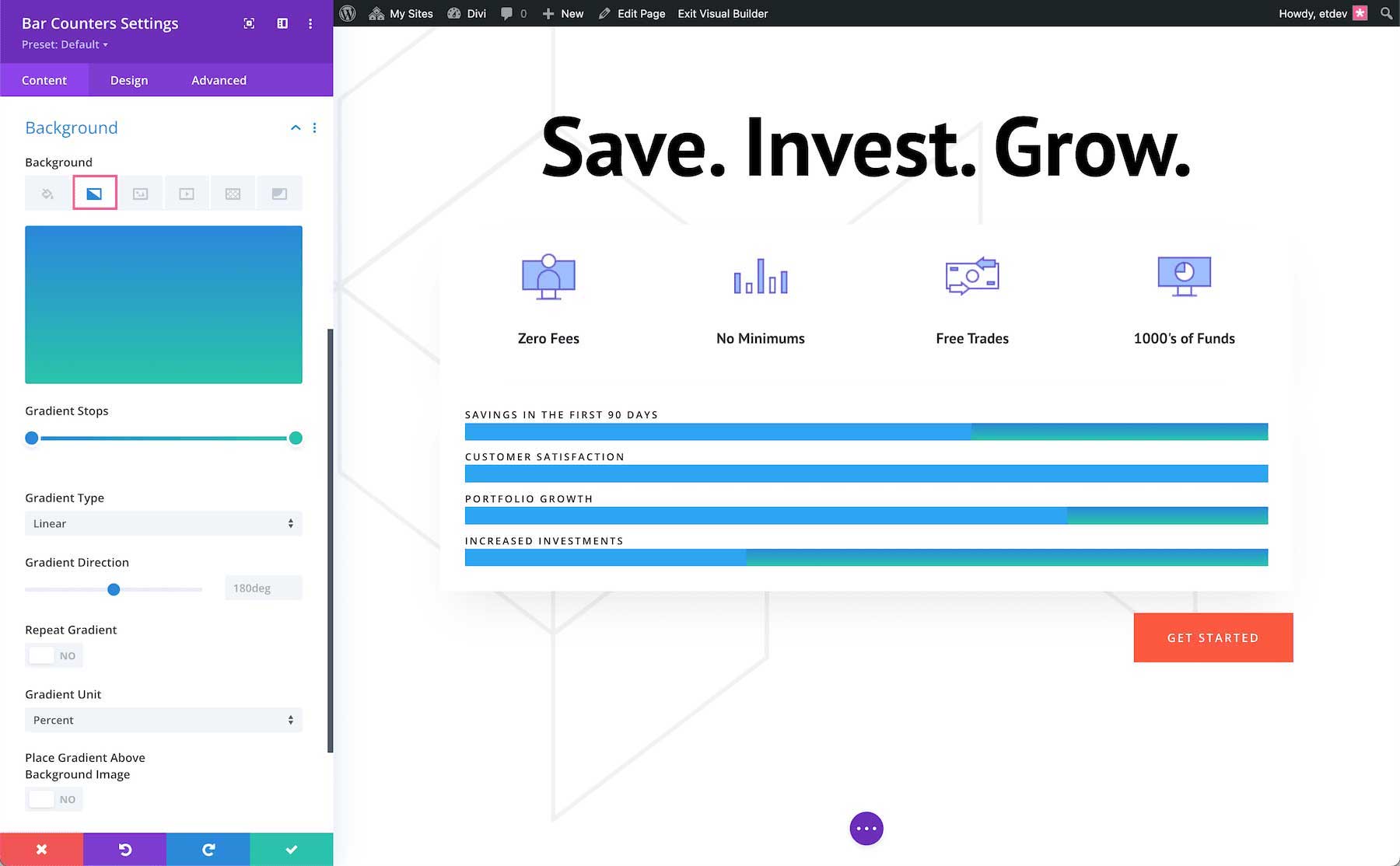 How to add a background gradient