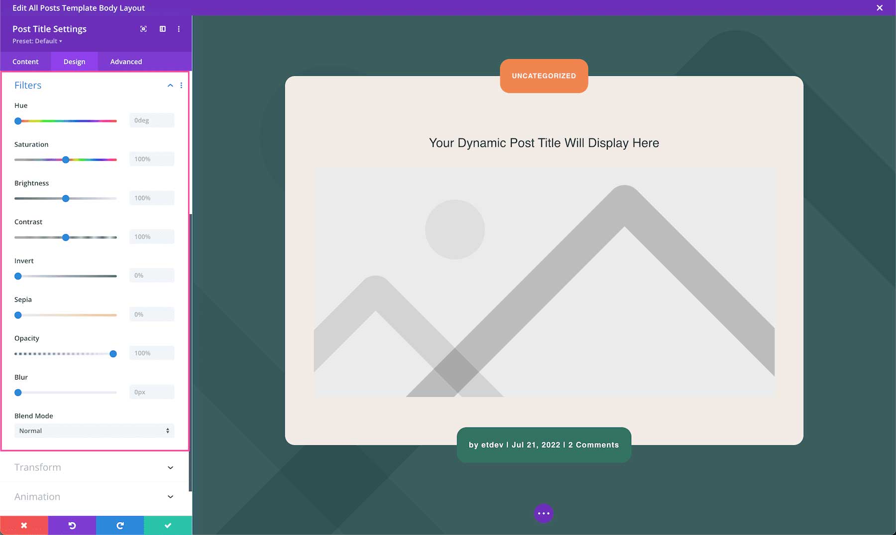 Divi Post Title Module