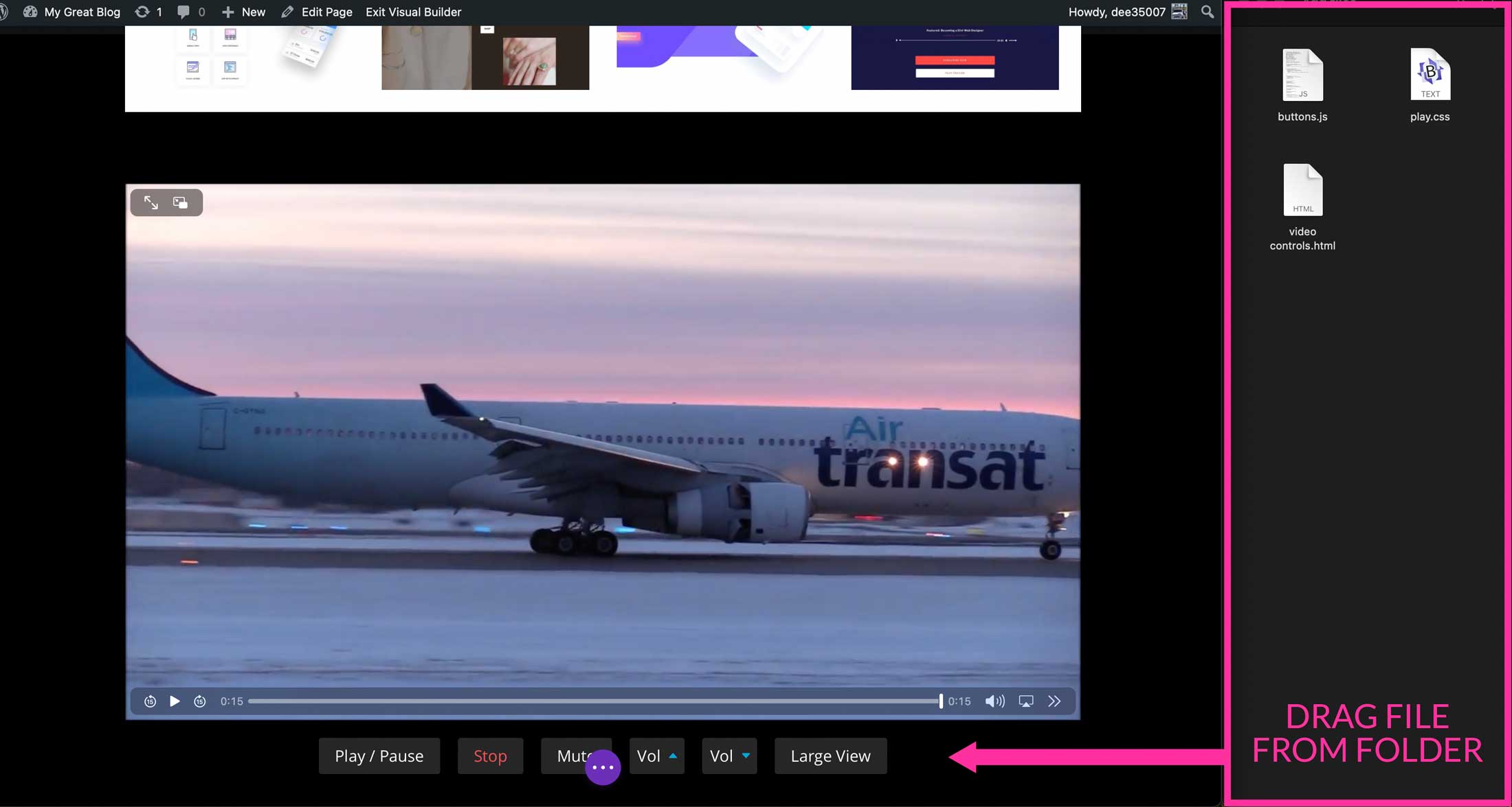 drag html with divi drag and drop file upload