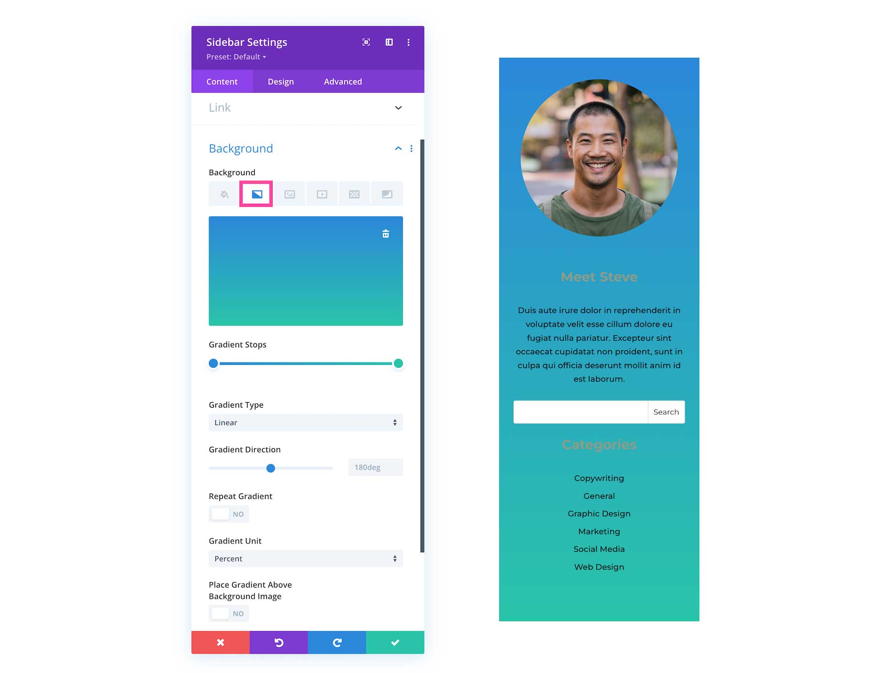 How to add a background gradient