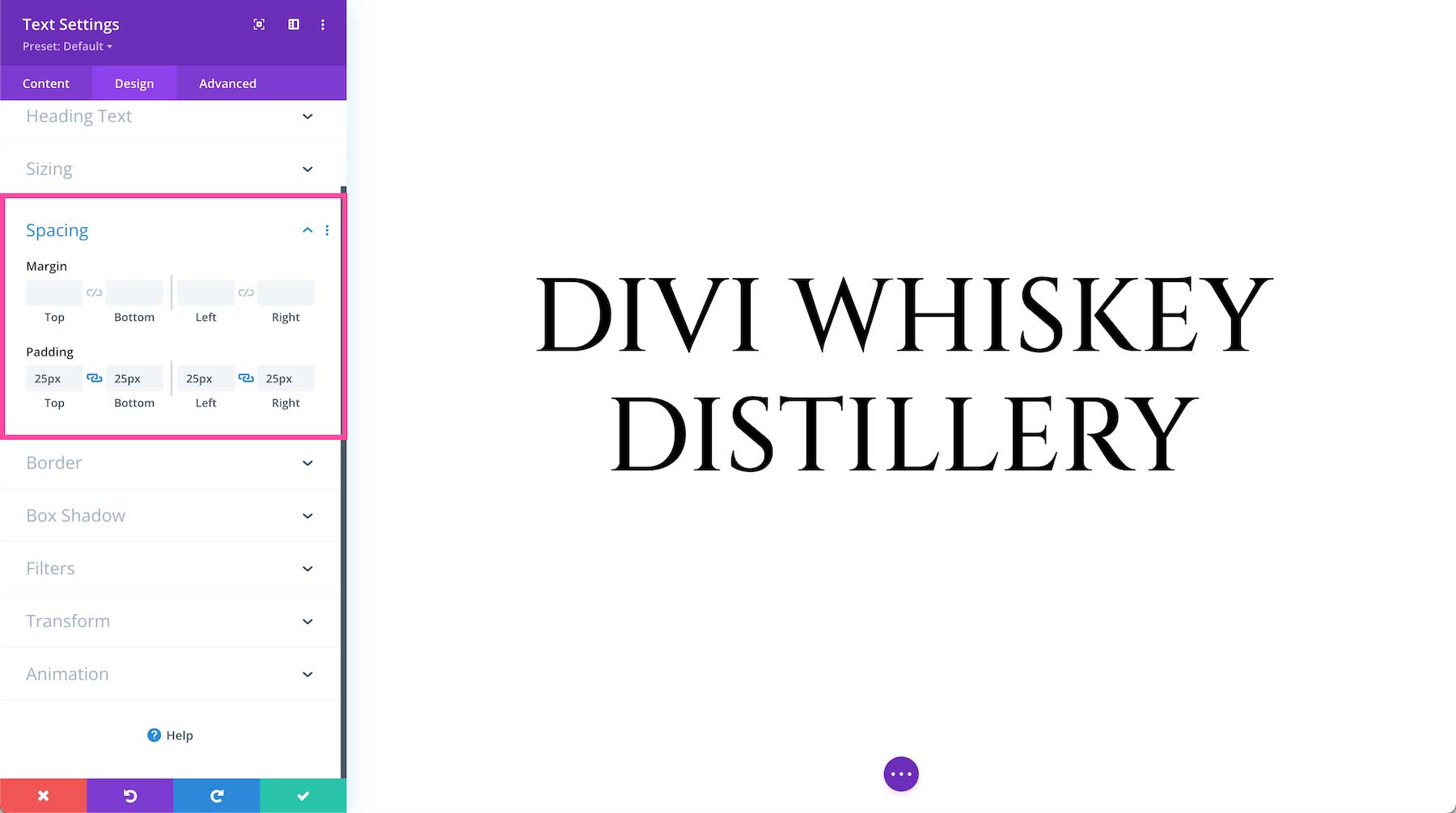 Divi Text Module spacing