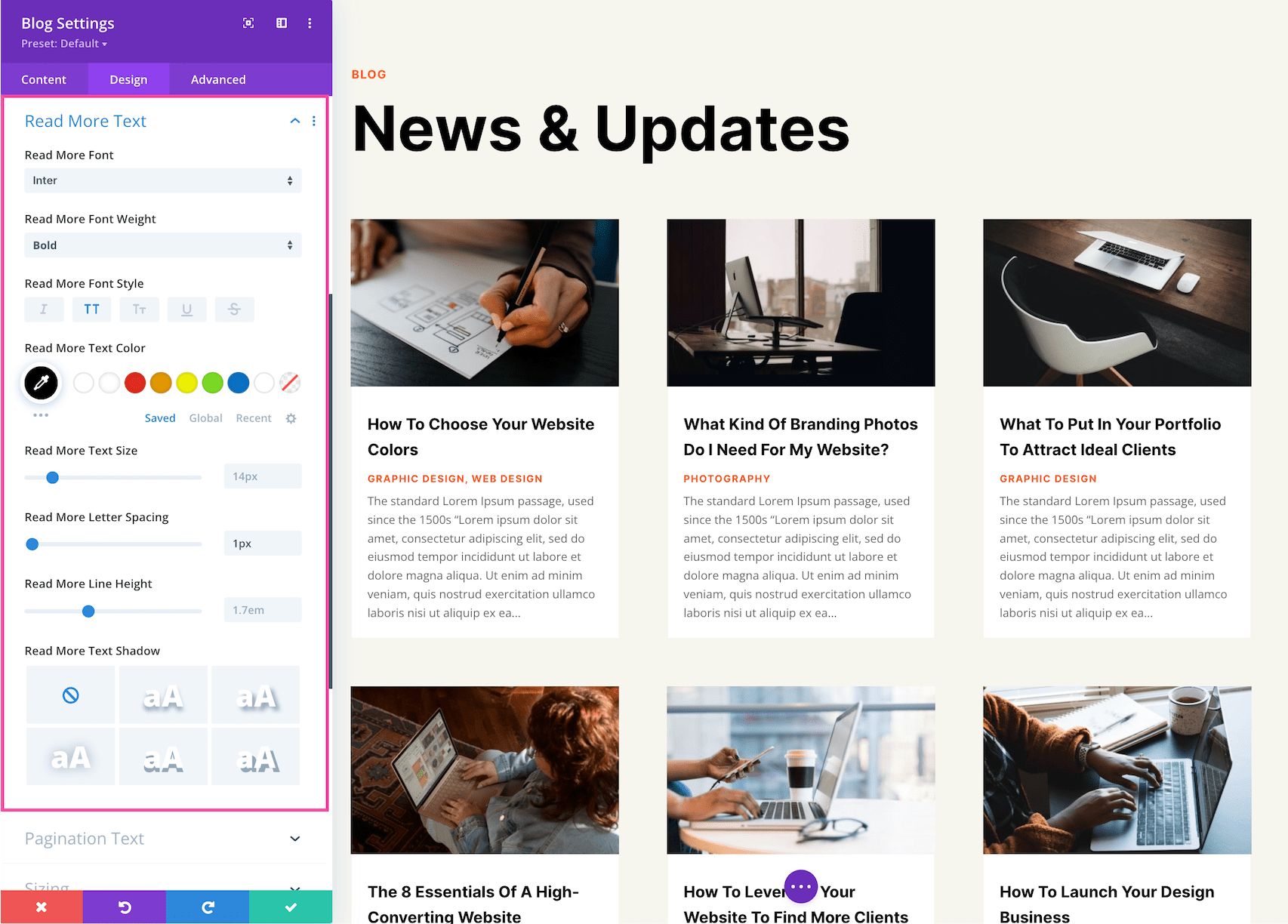 Read More Element Design Options
