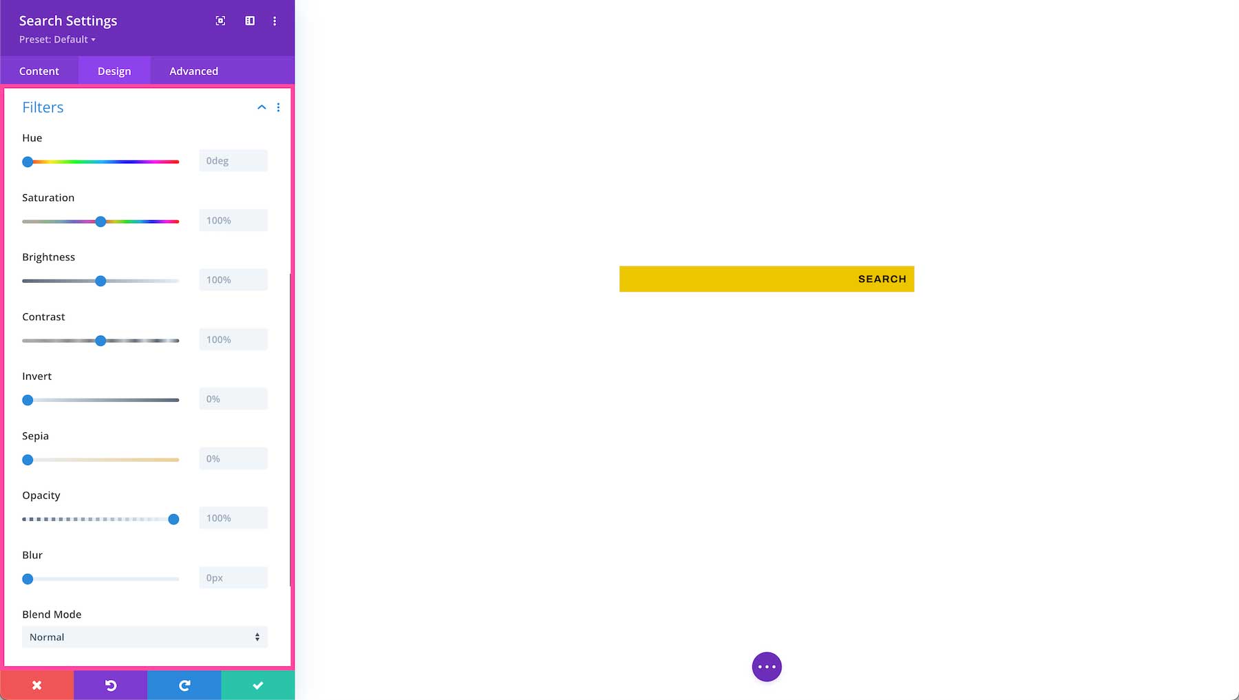 Divi Search Module filters