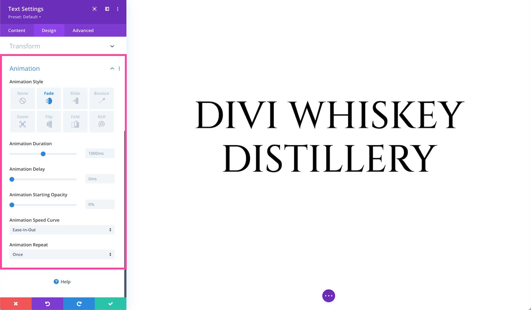 Divi Text Module animation
