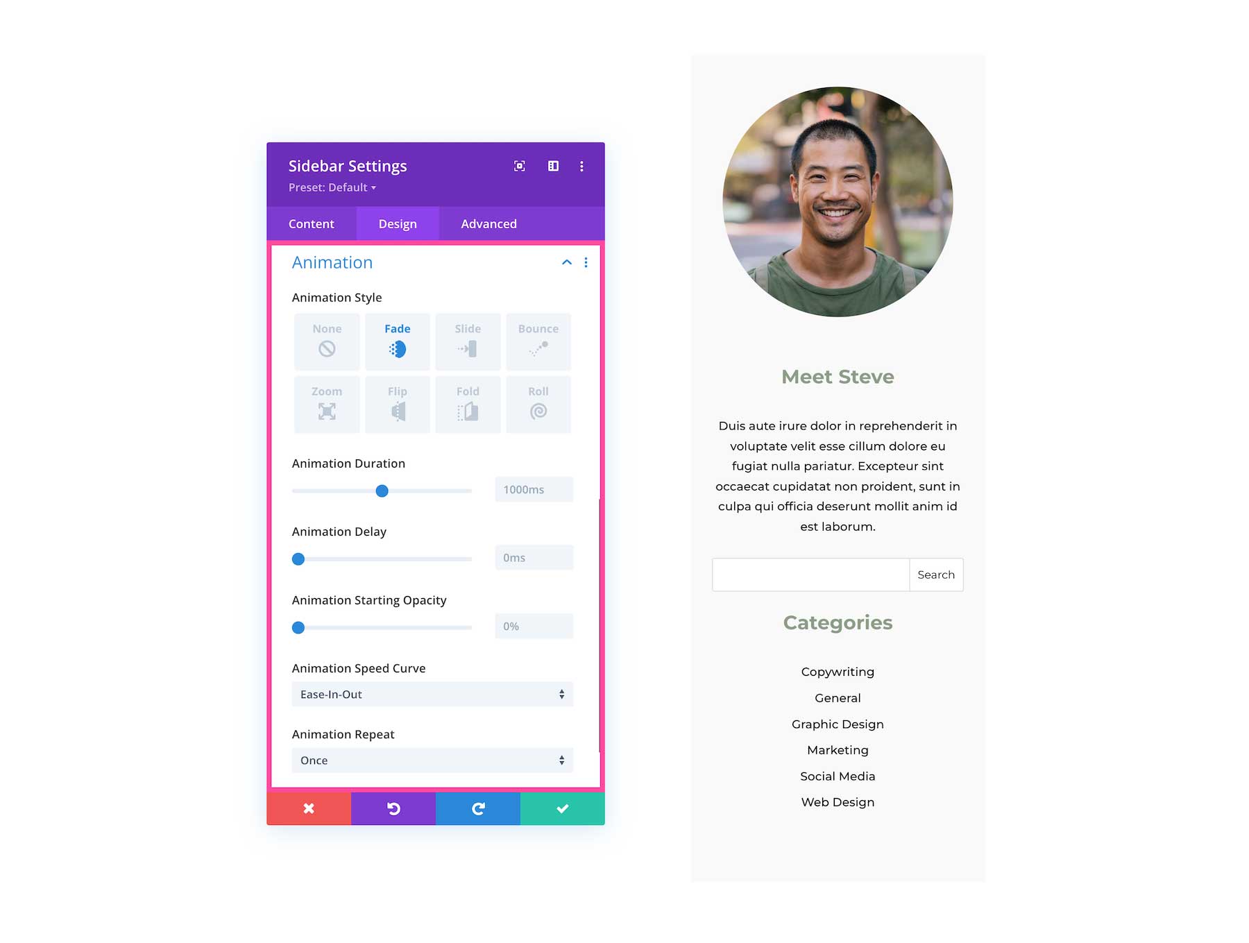 Divi Sidebar Module animations