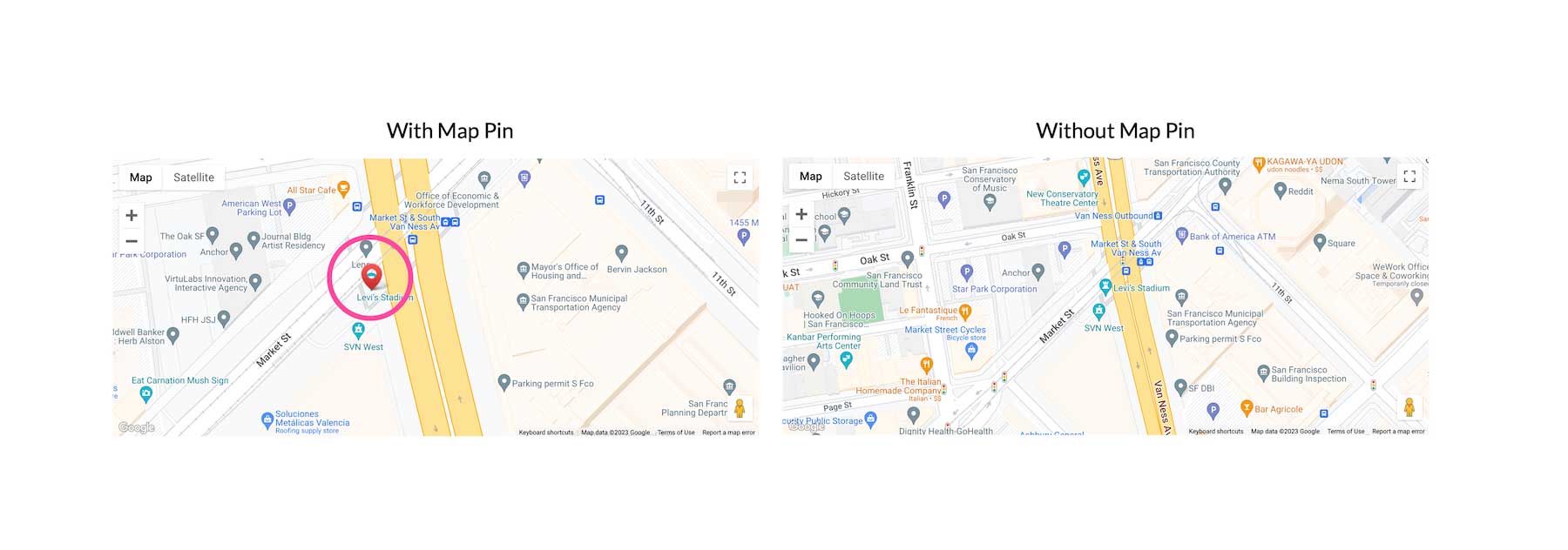 With or without a map pin