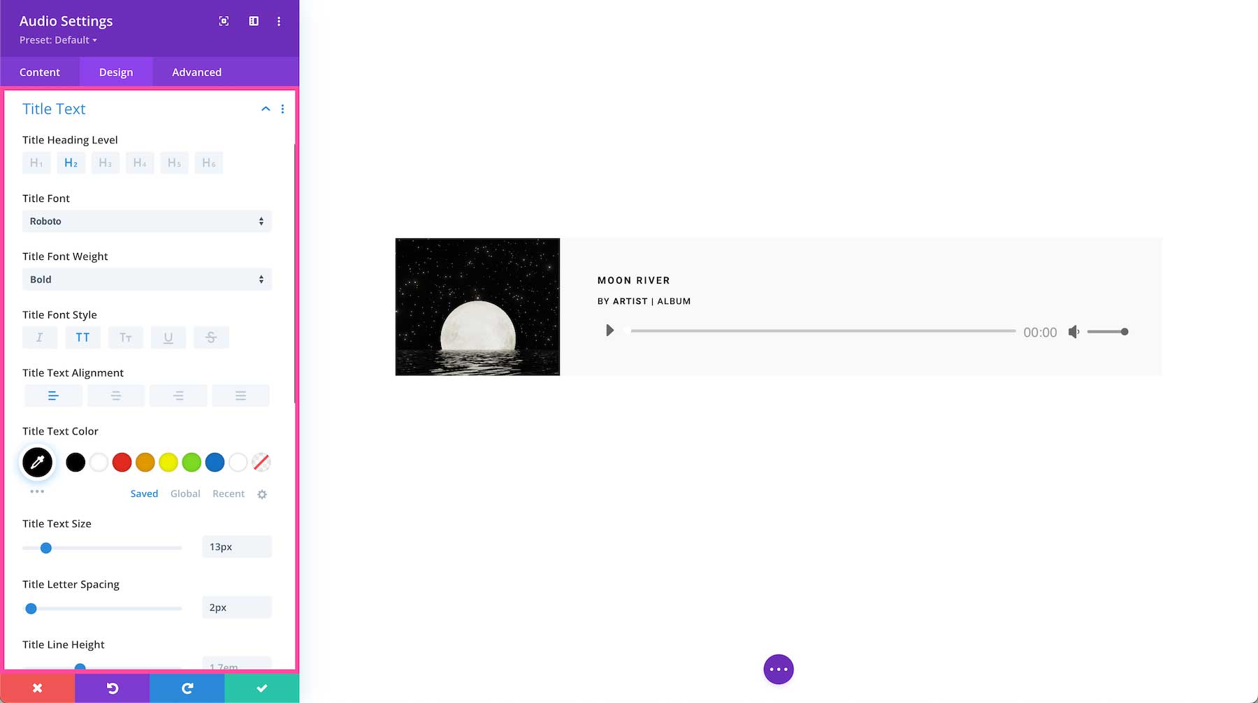 Divi Audio Module title text