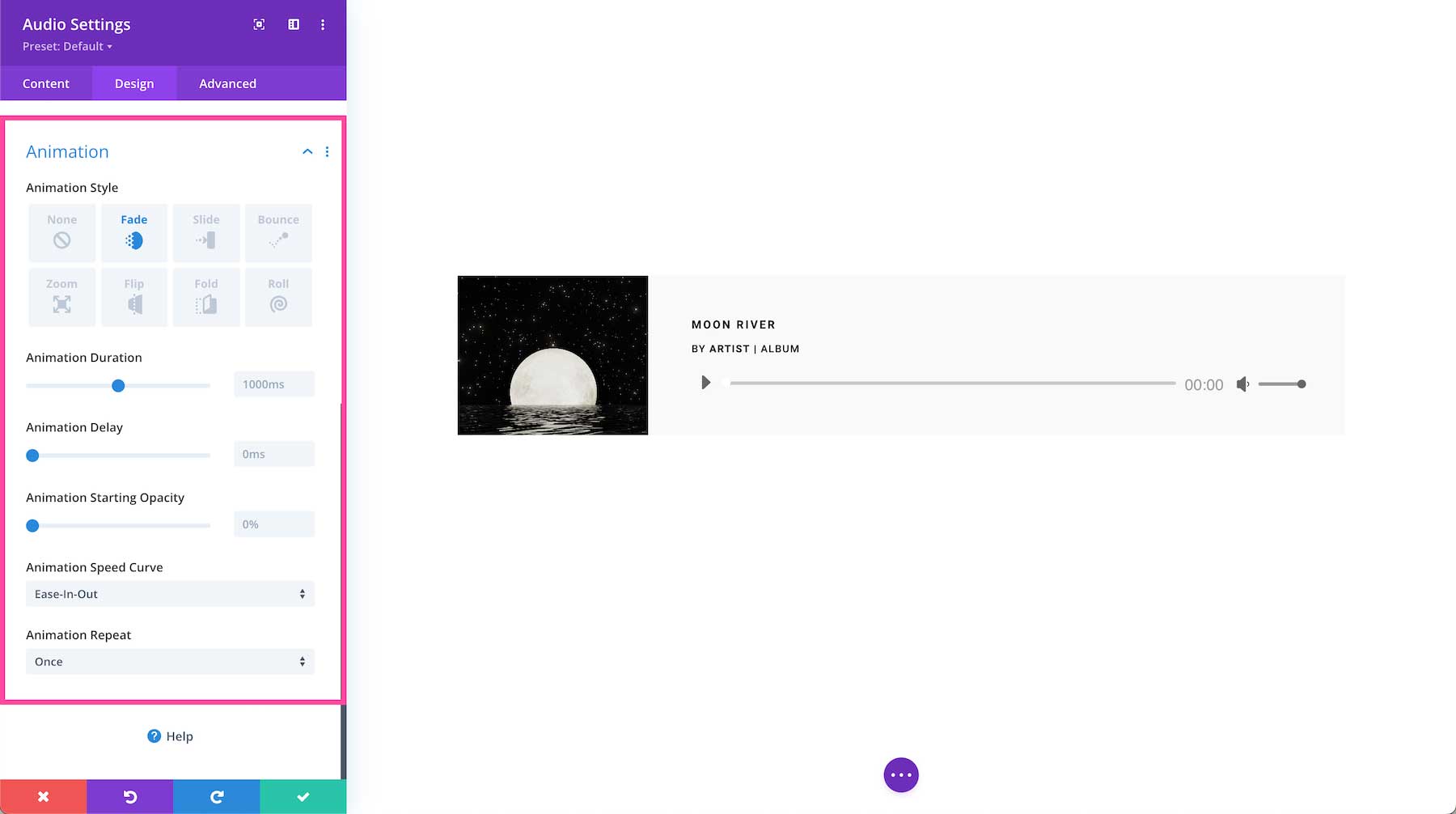 Divi Audio Module animation
