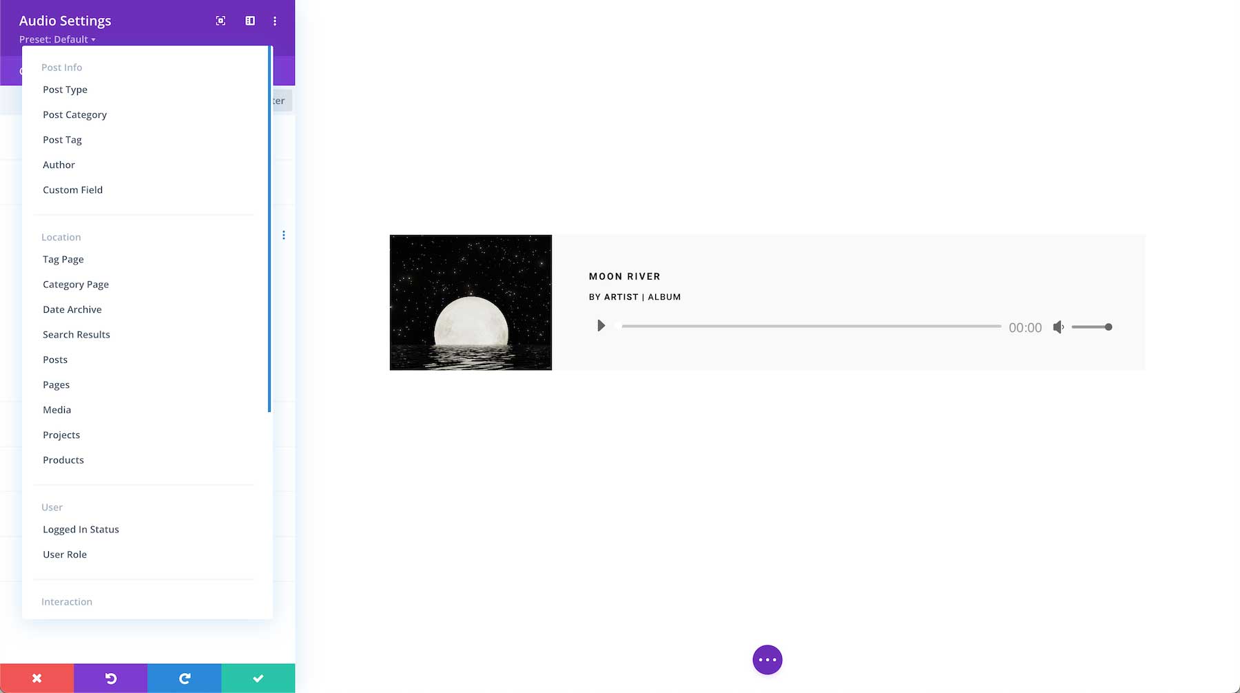 Divi Audio Module conditions
