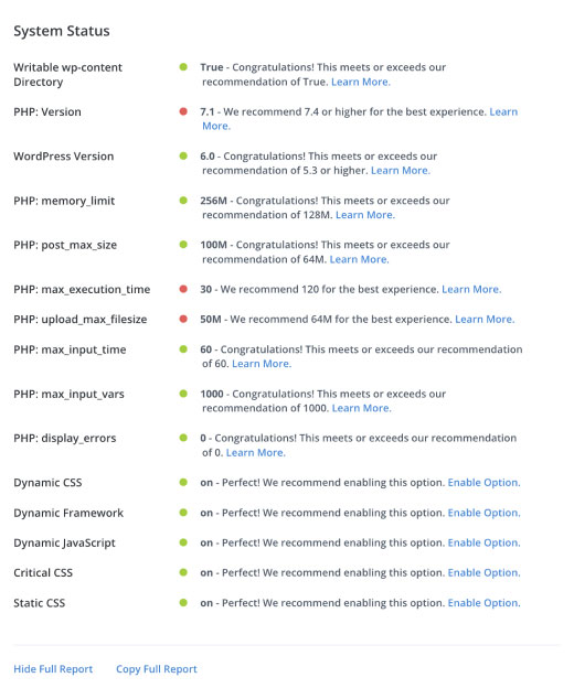 System Status Report