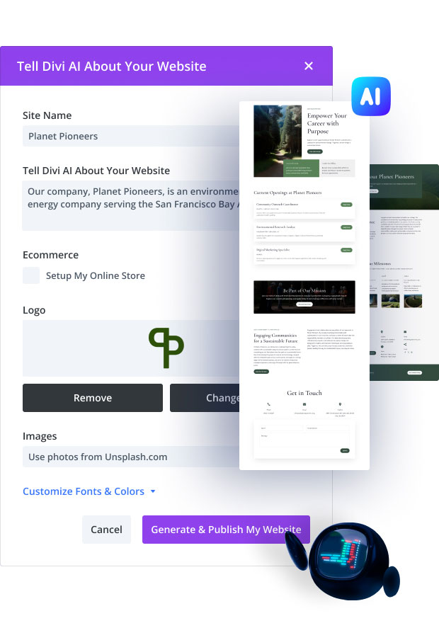 Divi Quick Sites AI Generation